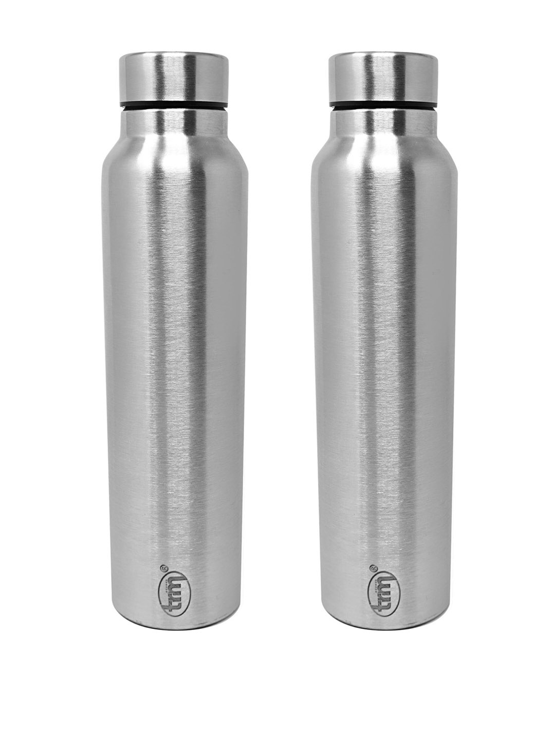 

TRM Silver Toned 2 Pieces Single Walled Stainless Steel Water Bottle 1 L Each