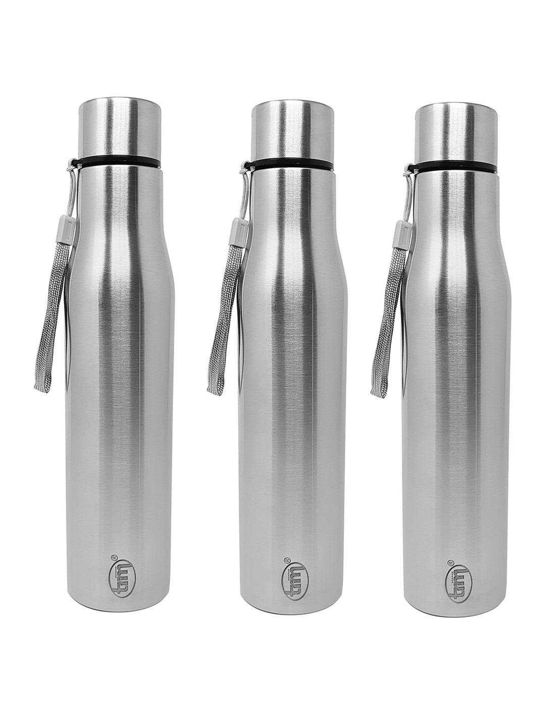 

TRM Silver toned 3 Pcs Solid Stainless Steel Water Bottle 1000ml
