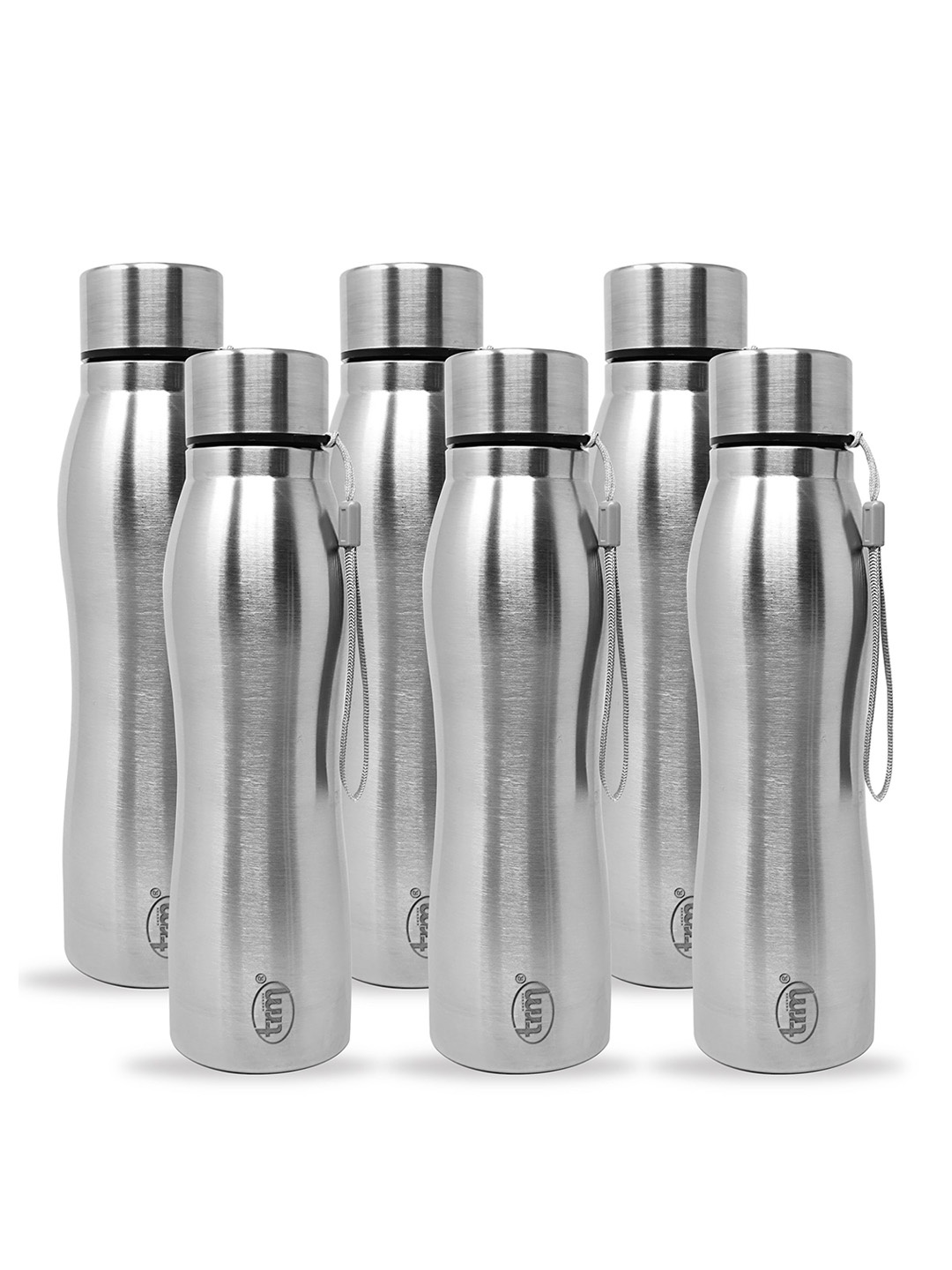 

TRM Silver Toned 6 Pieces Single Walled Stainless Steel Water Bottle 1 L Each