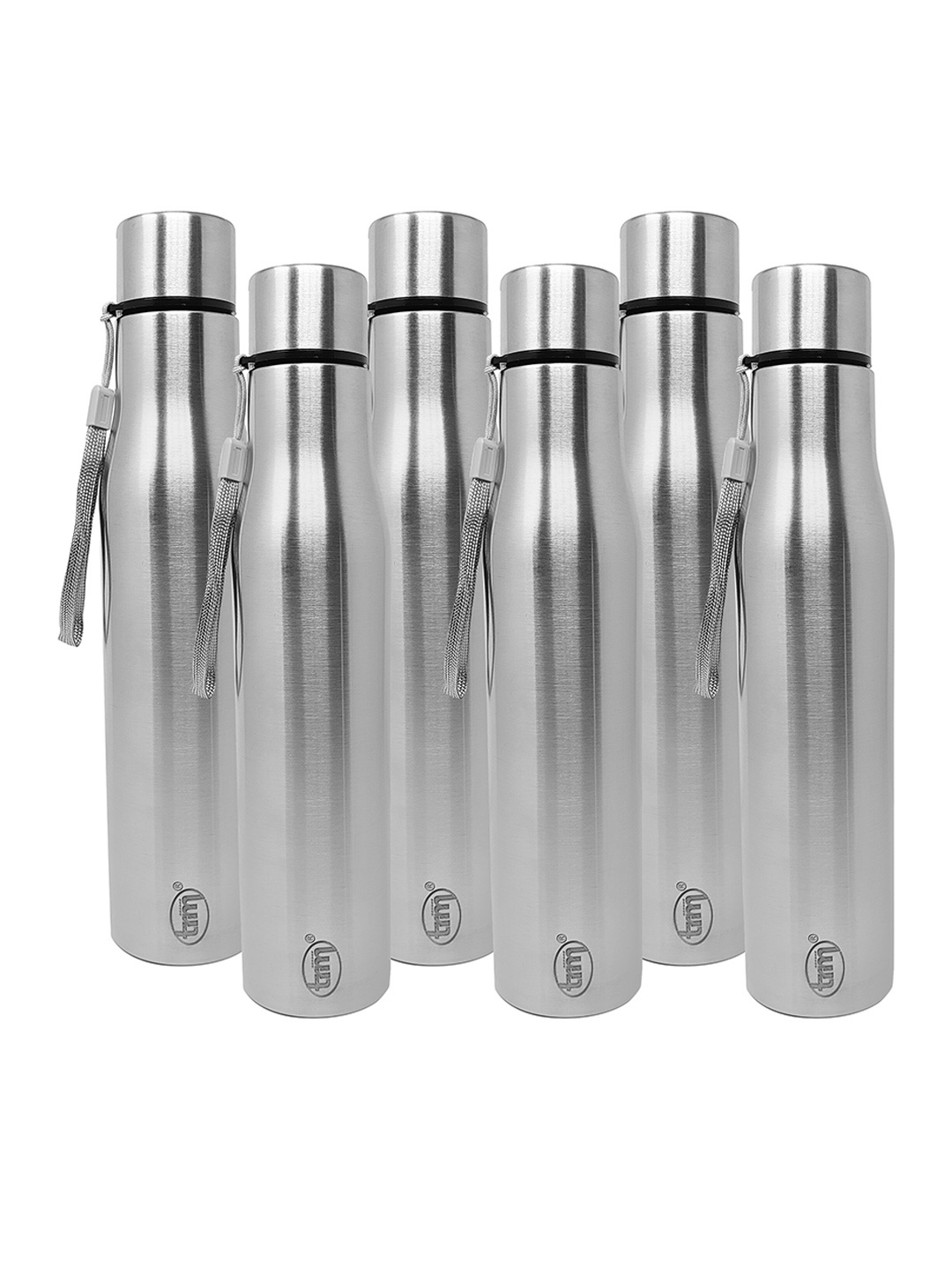 

TRM Silver Toned 6 Pieces Single Walled Stainless Steel Water Bottle 1 L Each