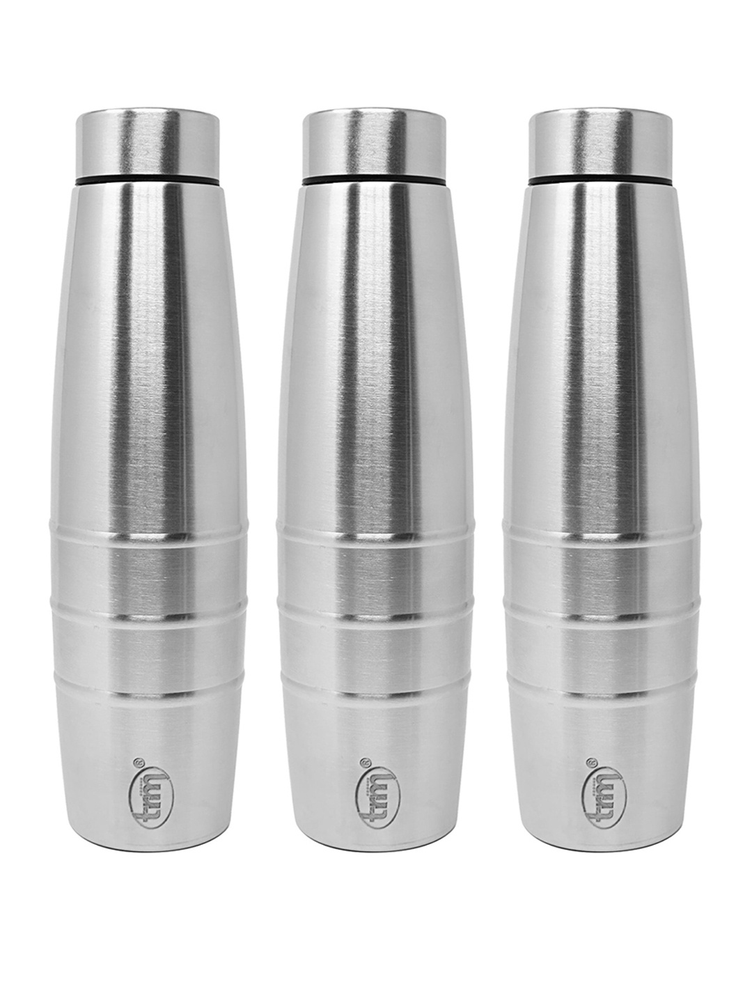 

TRM Silver toned 3Pcs Solid Stainless Steel Water Bottle 1000ml