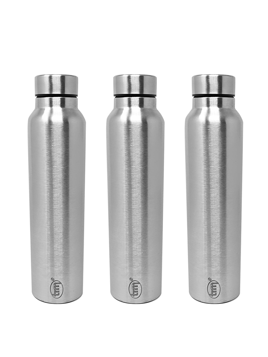 

TRM 3 Pieces Stainless Steel Leak Proof Water Bottles 1L Each, Silver
