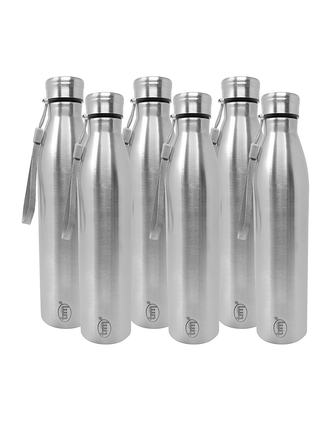 

TRM Silver Toned 6 Pieces Single Walled Stainless Steel Water Bottle 1 L Each