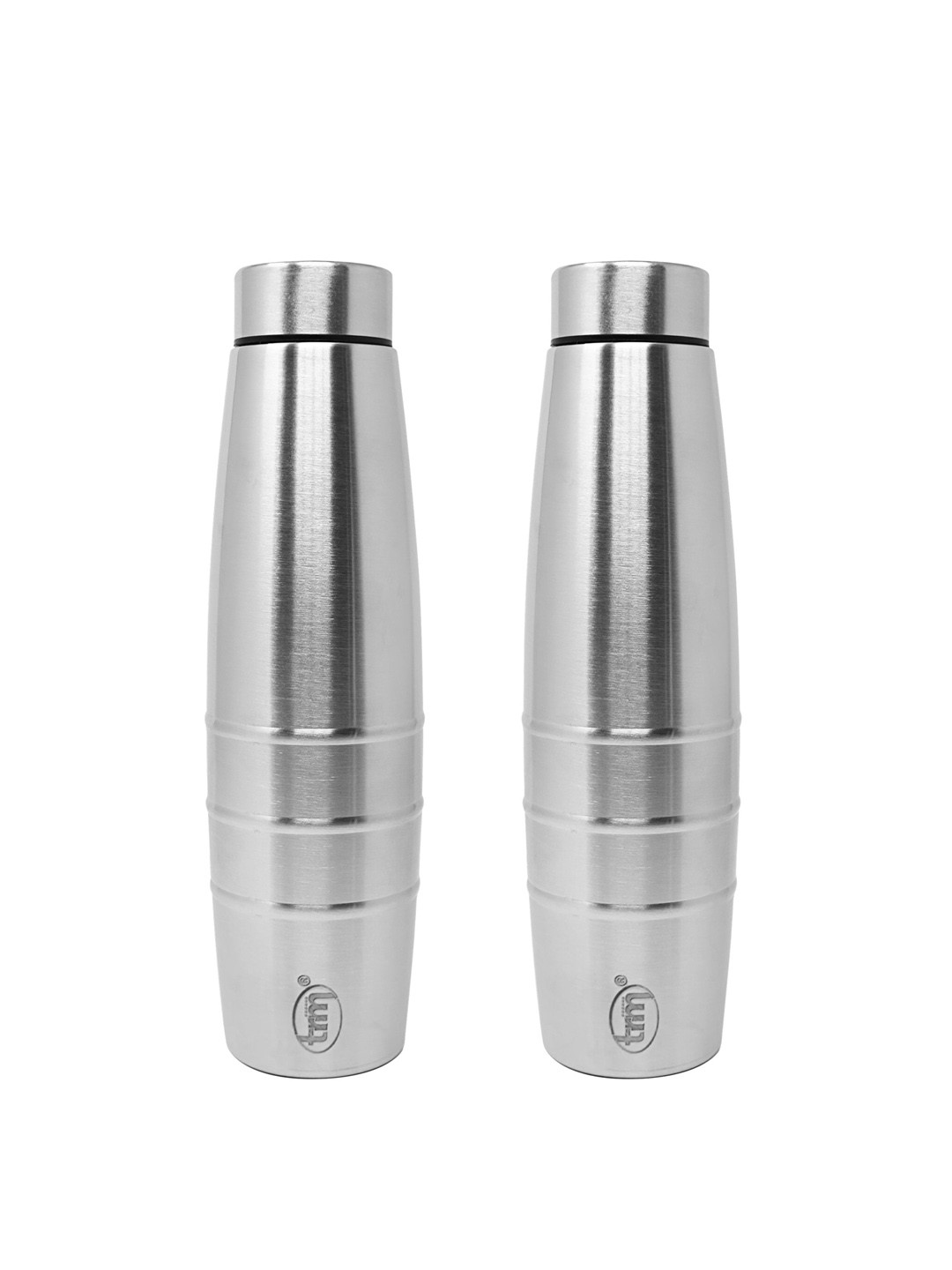 

TRM Silver Toned 2 Pieces Single Walled Stainless Steel Water Bottle 1 L Each