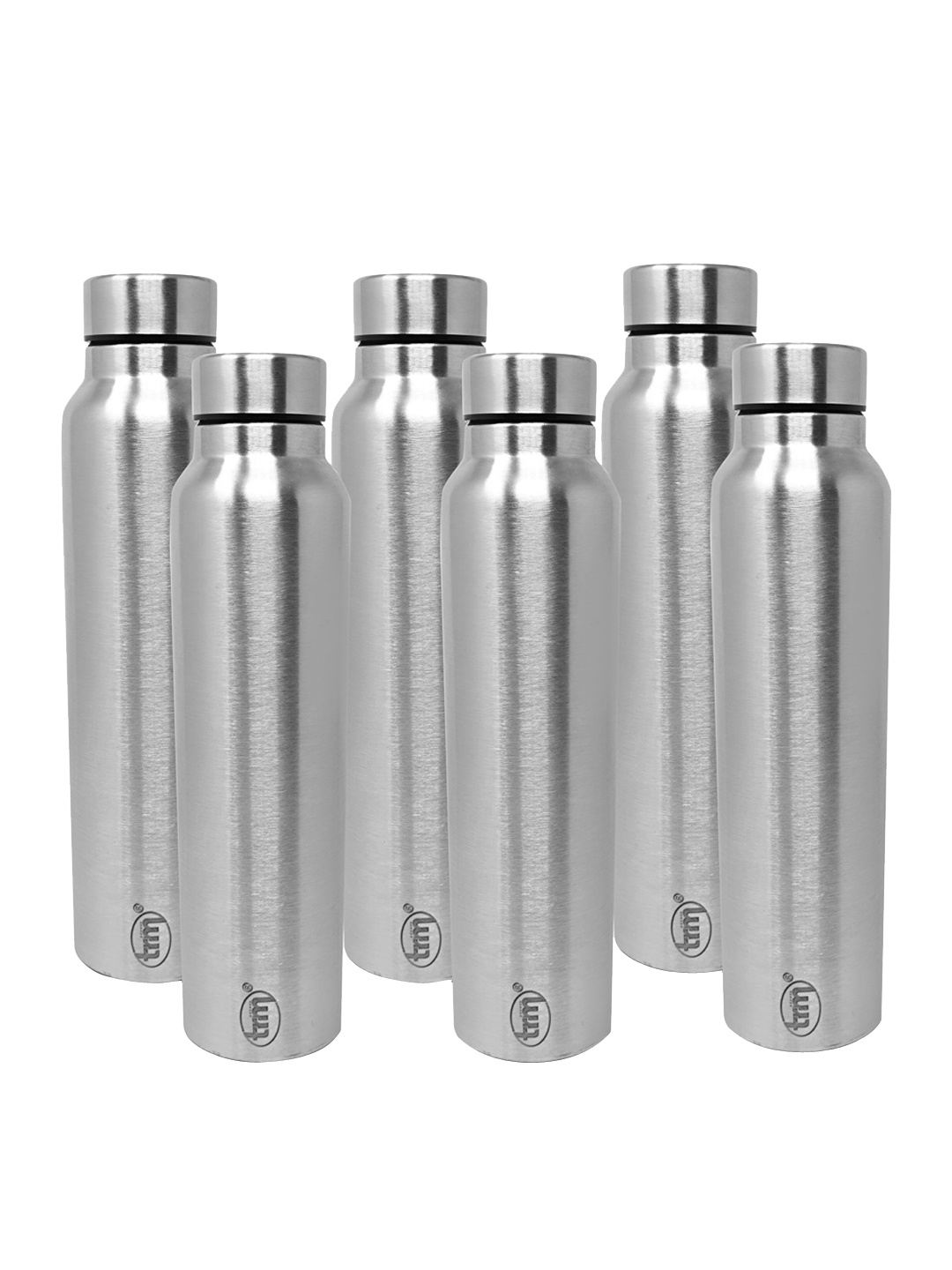 

TRM Silver Toned 6 Pieces Single Walled Stainless Steel Water Bottle 1 L Each