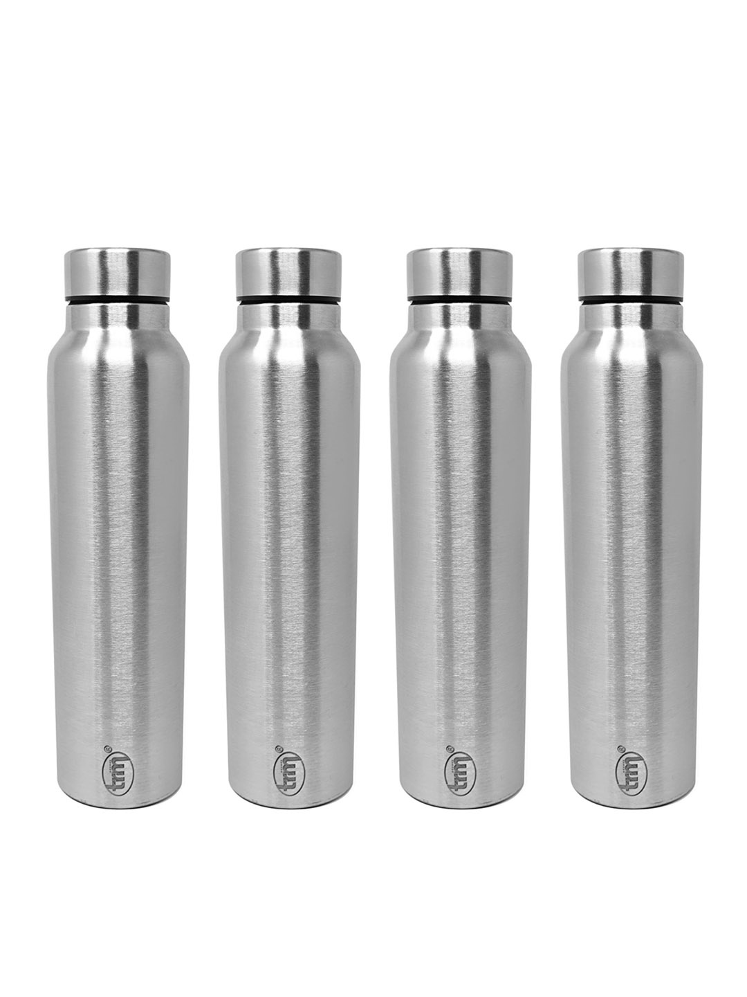 

TRM Silver Toned 4 Pieces Single Walled Stainless Steel Water Bottle 1 L Each