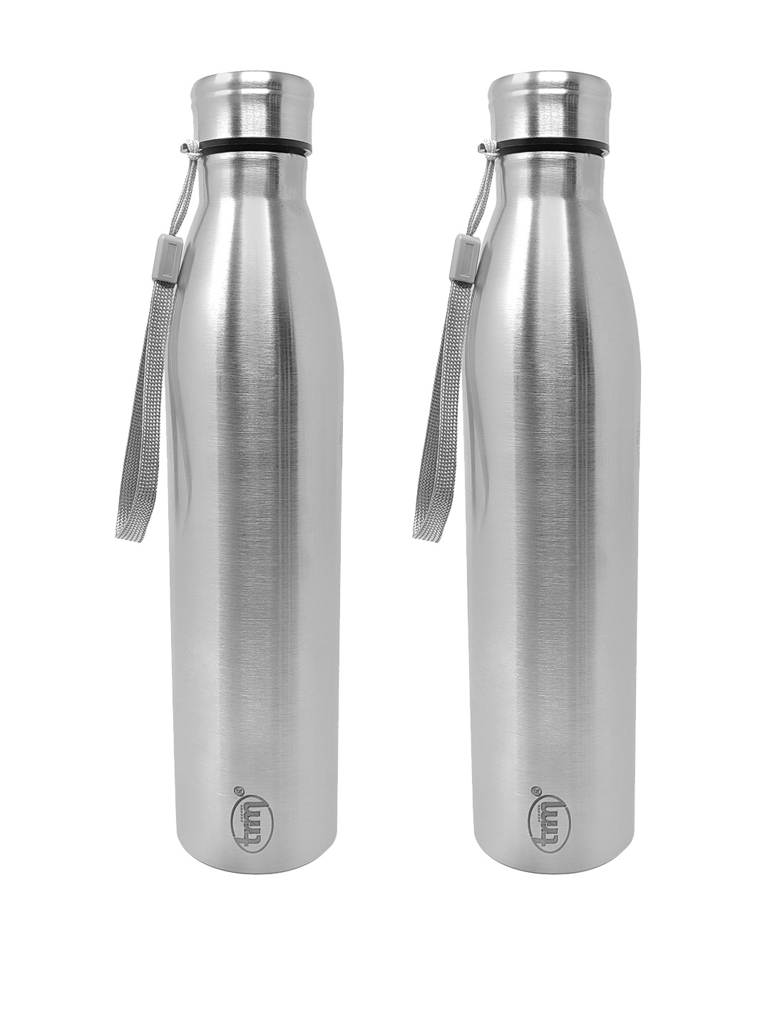 

TRM Silver Toned 2 Pieces Single Walled Stainless Steel Water Bottle 1 L Each