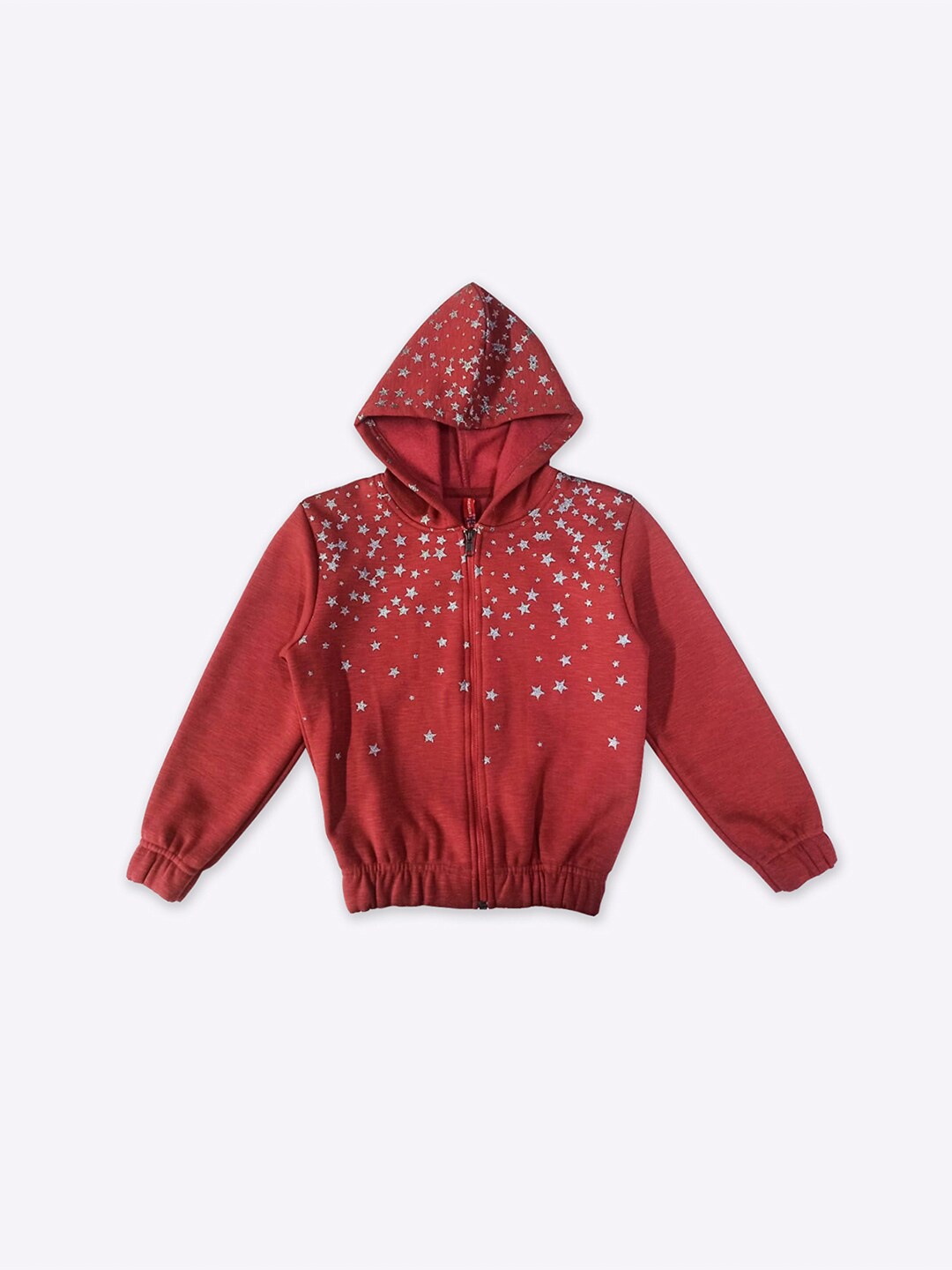 

GAME BEGINS Girls Embellished Hooded Front Open Fleece Sweatshirt, Red