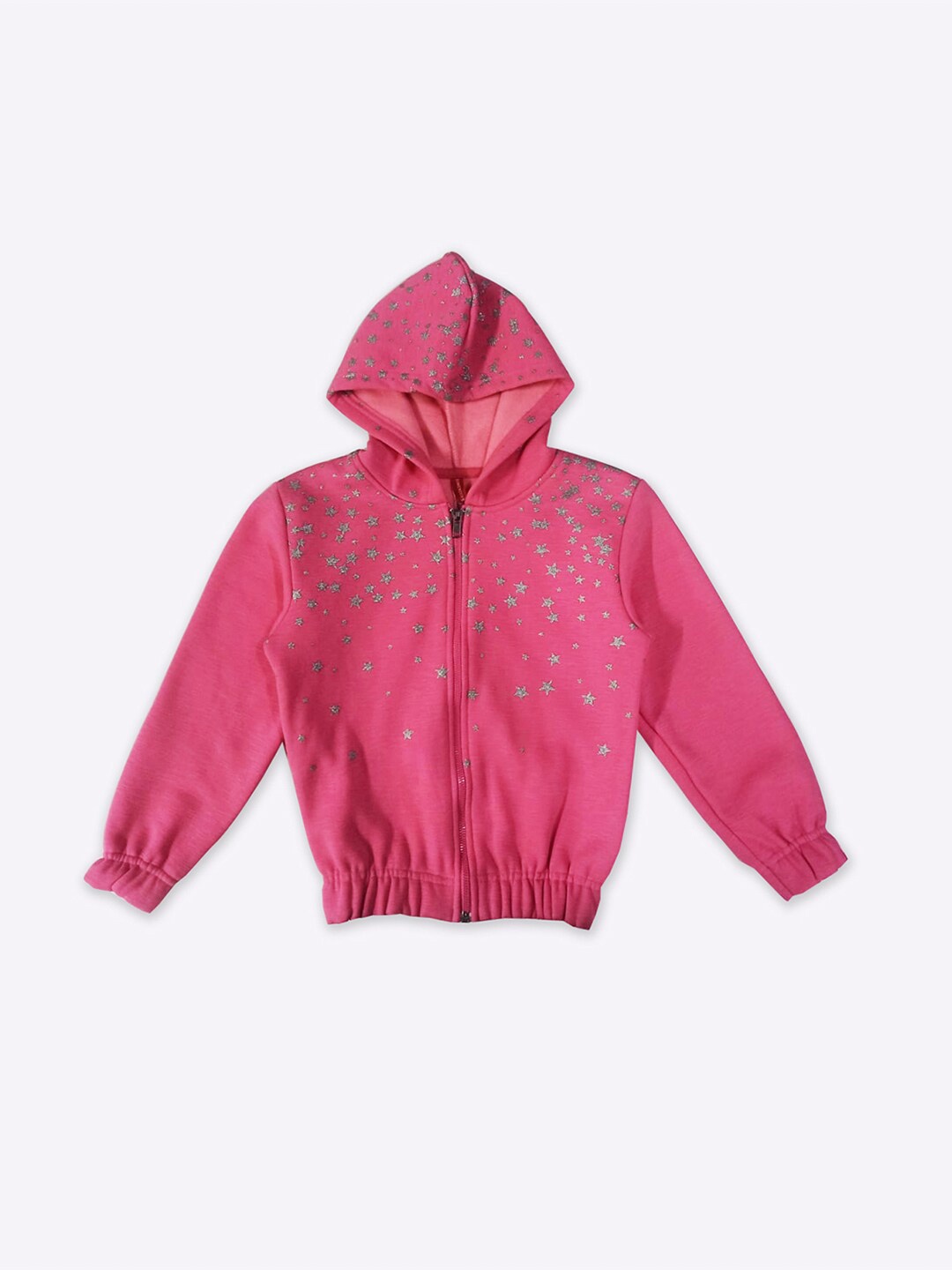 

GAME BEGINS Girls Embellished Hooded Front Open Fleece Sweatshirt, Pink
