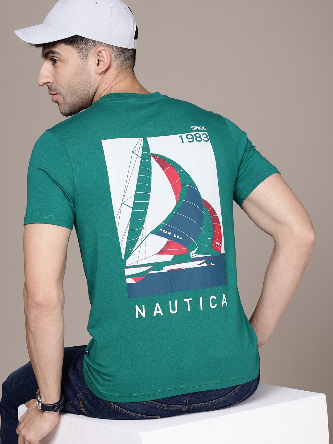 

Nautica Round Neck Graphic Printed T-shirt, Green