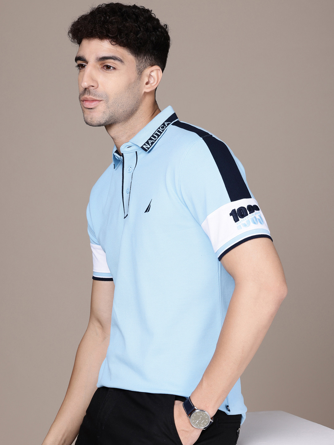 

Nautica Polo Collar Pure Cotton Casual T-shirt, Blue
