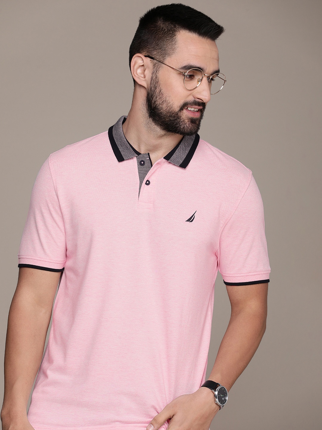 

Nautica Solid Polo Collar T-shirt, Pink