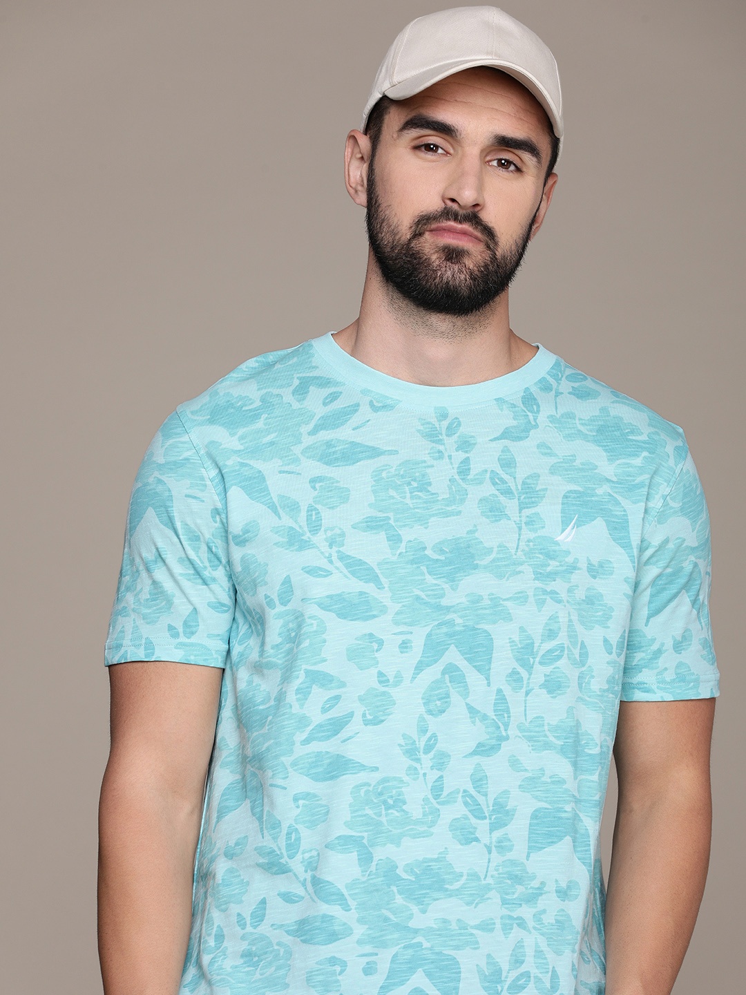 

Nautica Floral Printed Pure Cotton T-shirt, Blue