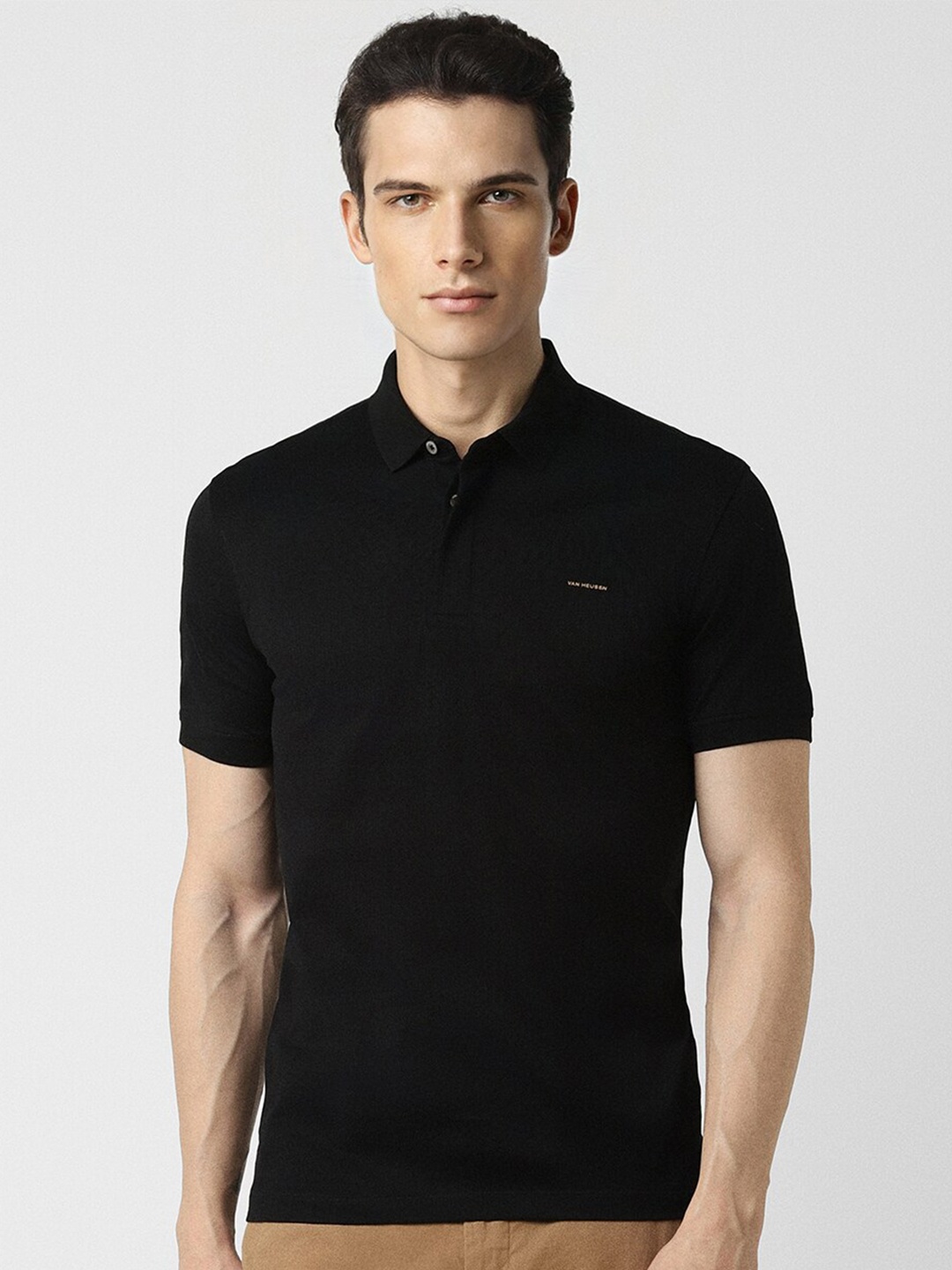 

Van Heusen Polo Collar Pure Cotton T-shirt, Black