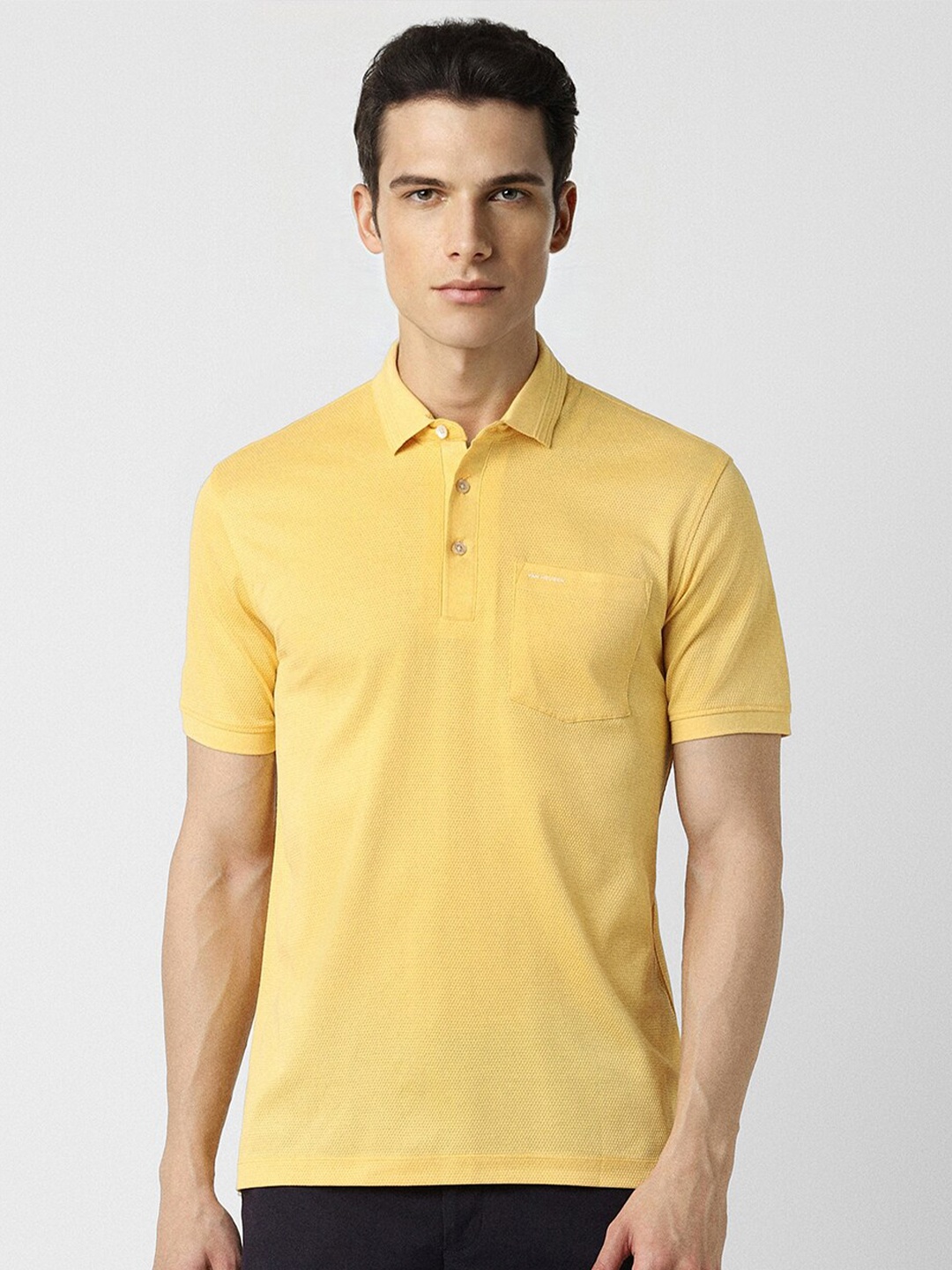 

Van Heusen Textured Polo Collar Pure Cotton T-shirt, Yellow