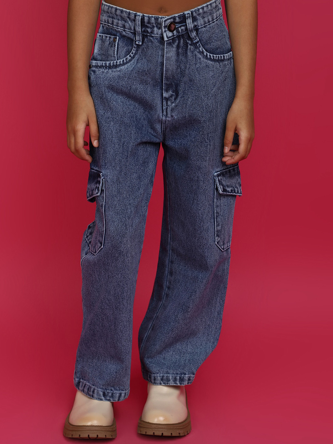 

V-Mart Girls Regular Fit Mid-Rise Cotton Jeans, Blue