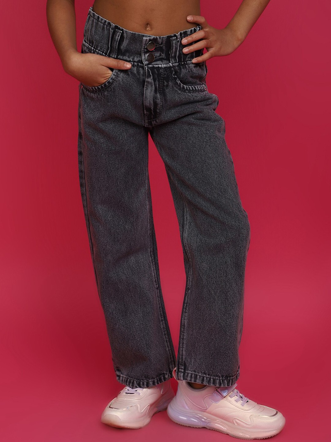 

V-Mart Girls Mid-Rise Clean Look Jeans, Grey