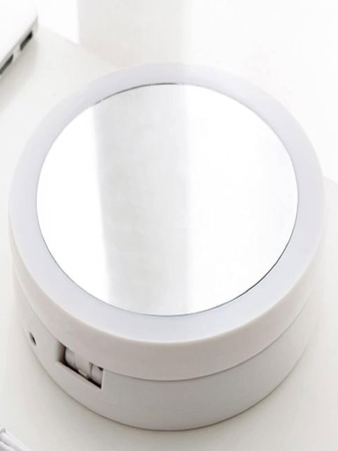 

Kuber Industries White Foldable Makeup Mirror With LED Light