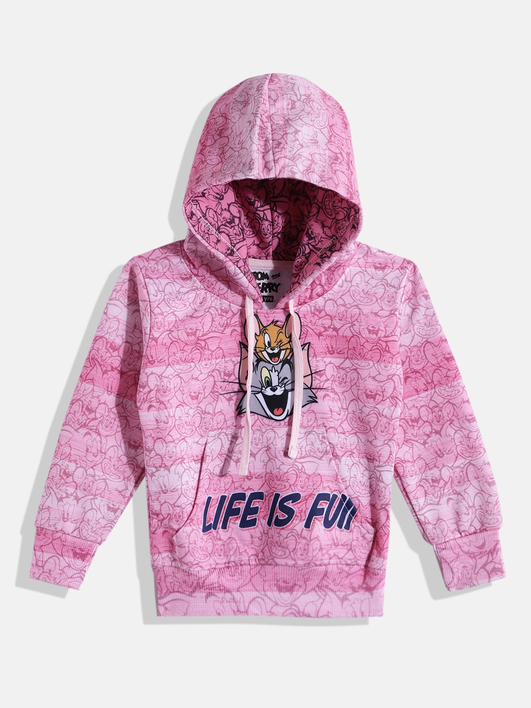 

Eteenz Girls Tom & Jerry Printed Cotton Hooded Sweatshirt, Pink