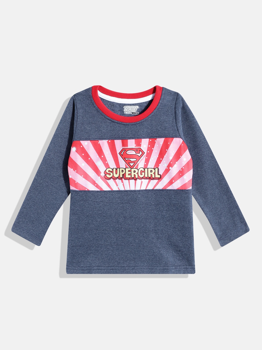 

Eteenz Girls Supergirl Printed Sweatshirt, Navy blue