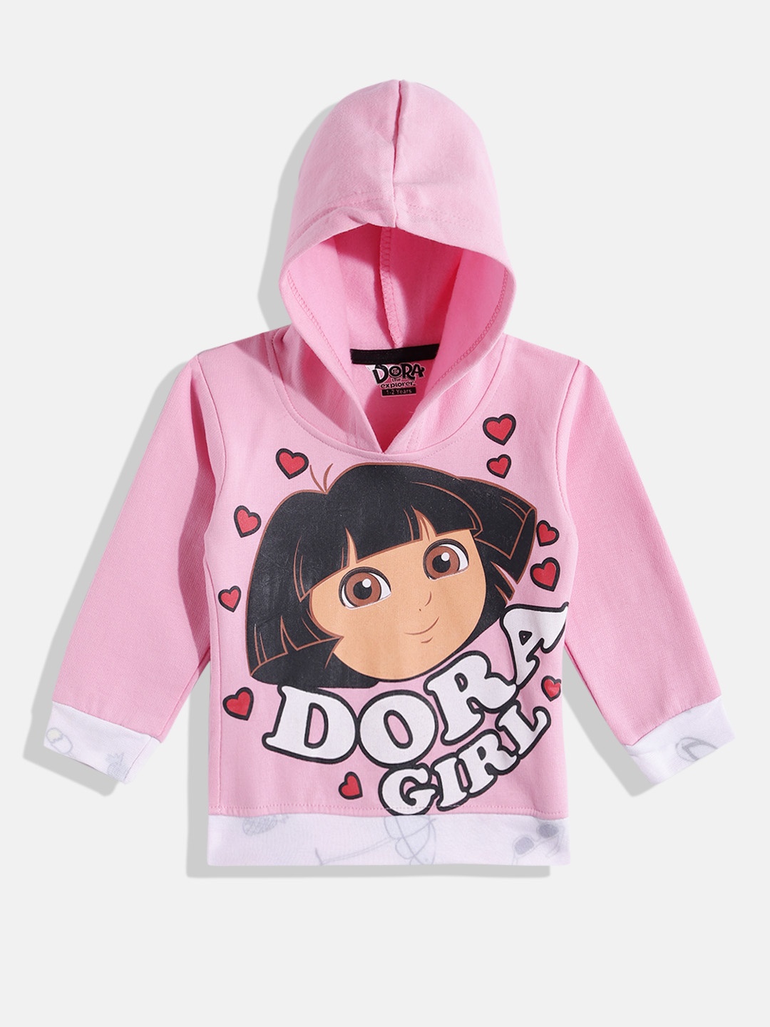 

Eteenz Girls Dora Printed Cotton Hooded Sweatshirt, Pink