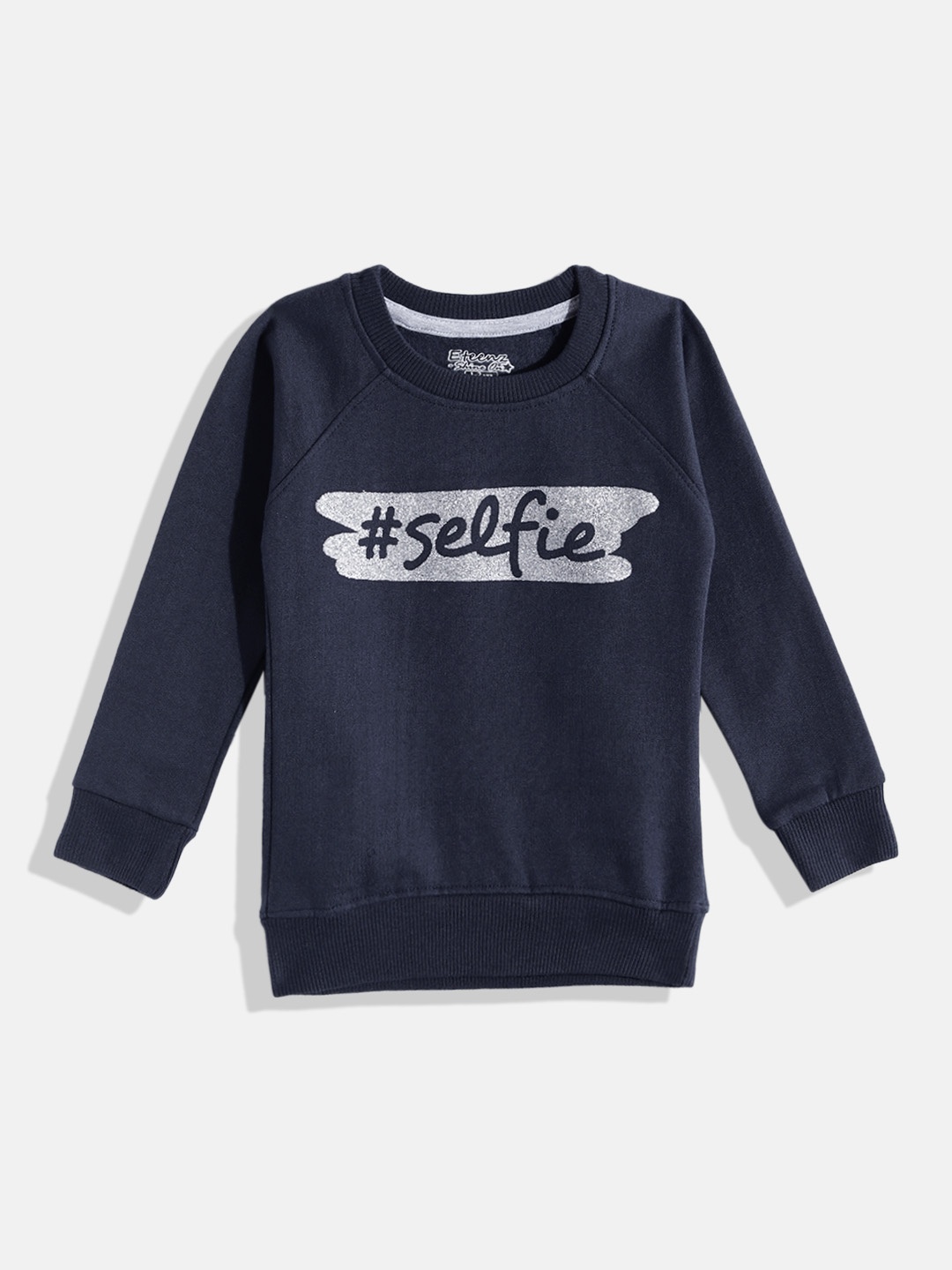 

Eteenz Girls Typography Printed Cotton Sweatshirt, Navy blue