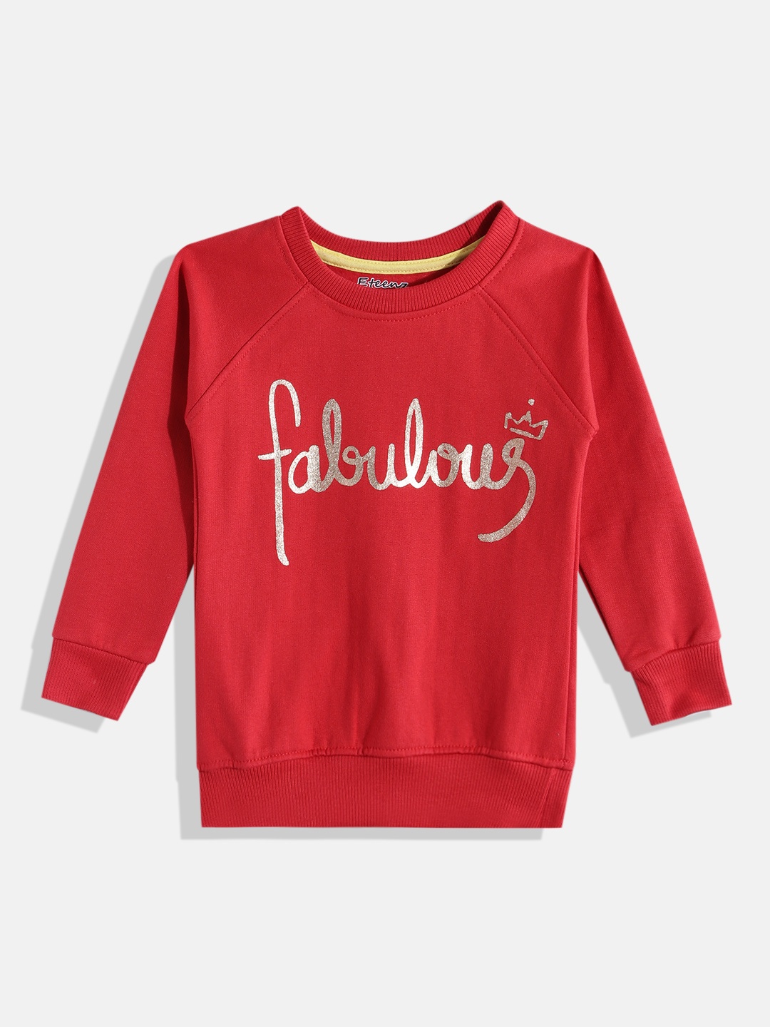 

Eteenz Girls Cotton Typography Printed Sweatshirt, Red
