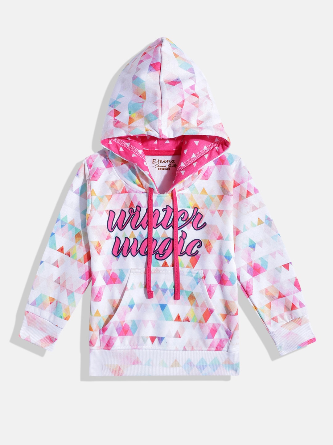 

Eteenz Girls Printed Hooded Sweatshirt, White