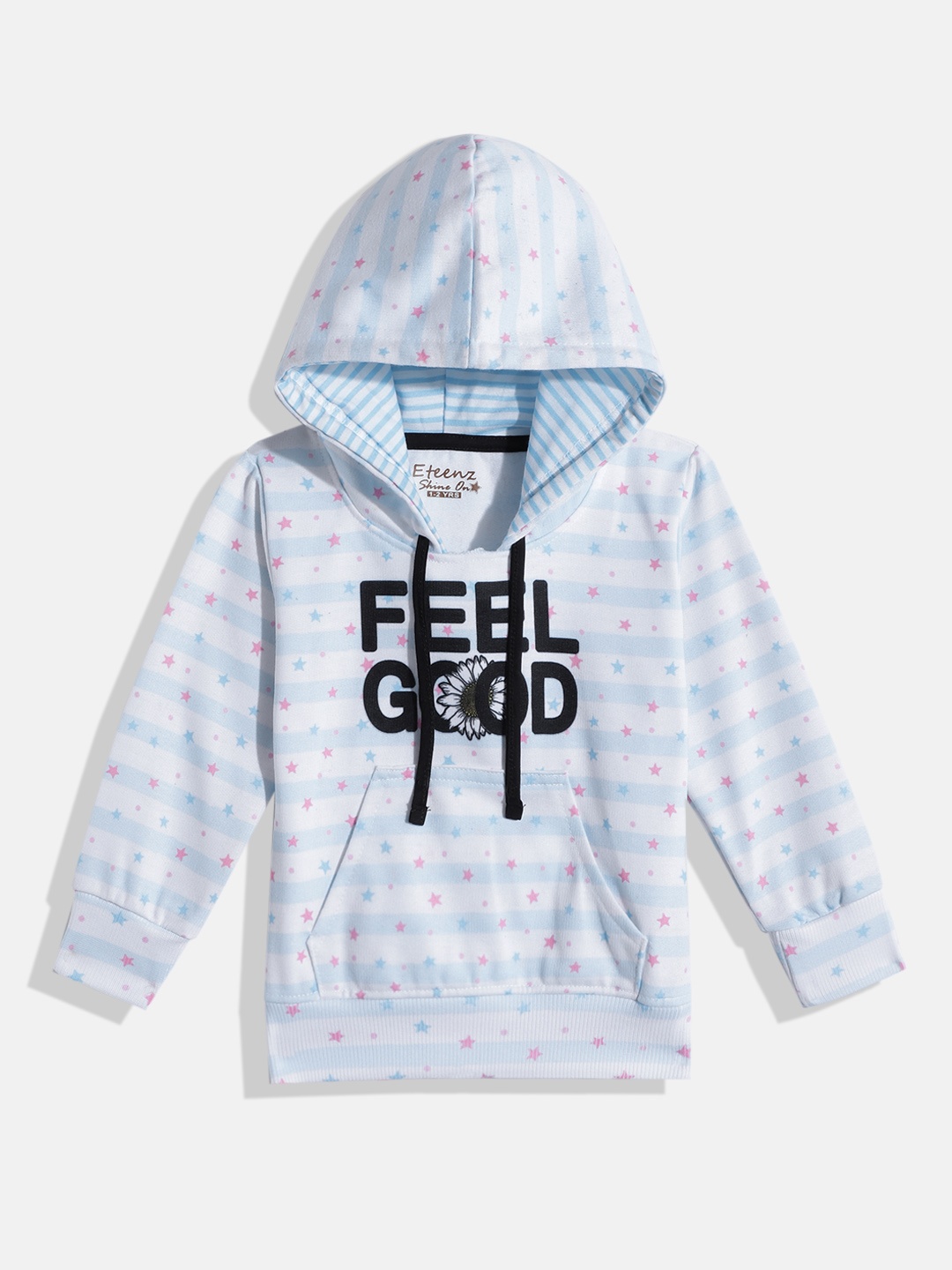 

Eteenz Girls Printed Hooded Sweatshirt, White