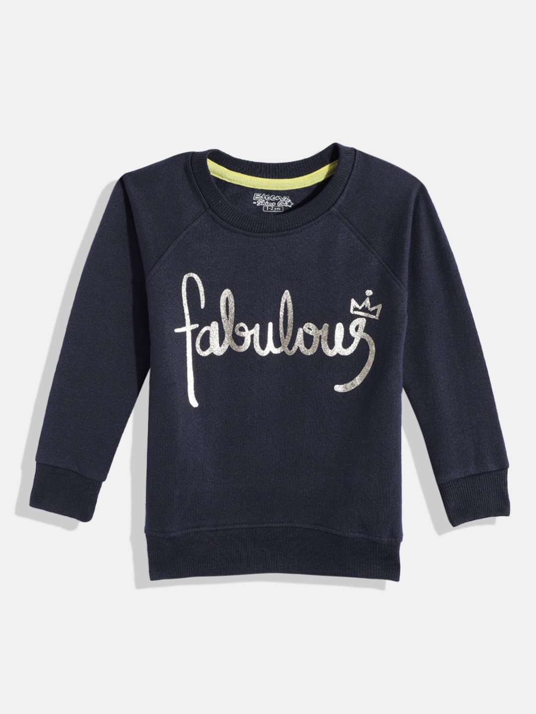 

Eteenz Girls Printed Cotton Sweatshirt, Navy blue
