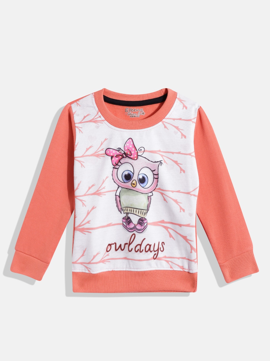 

Eteenz Girls Printed Sweatshirt, Peach