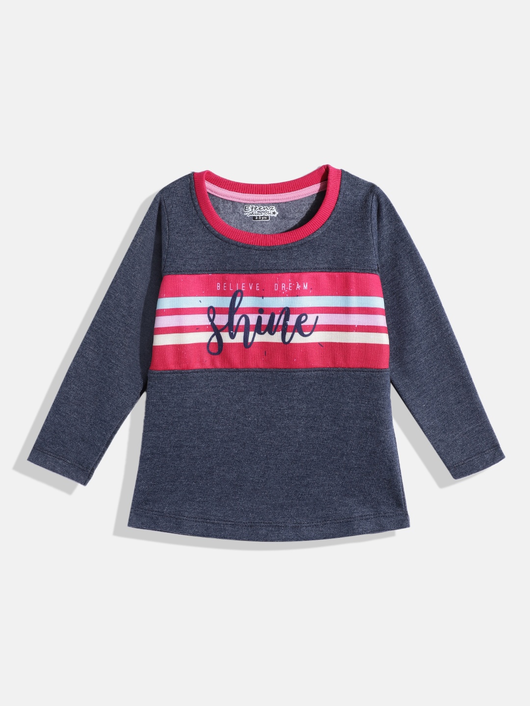 

Eteenz Girls Printed Cotton Sweatshirt, Navy blue