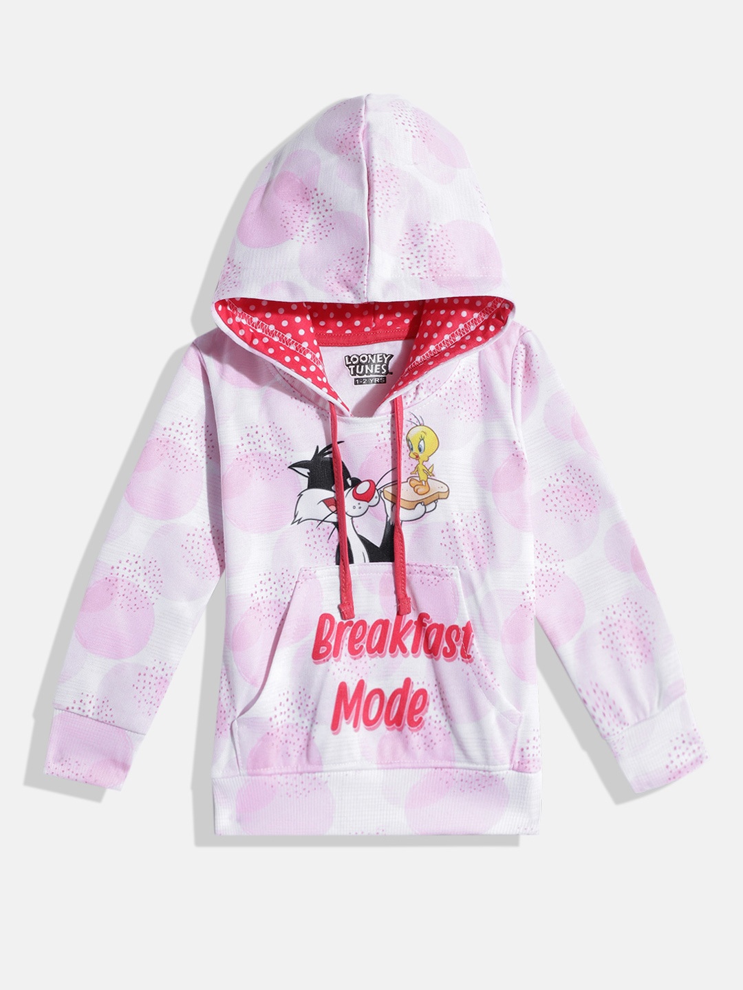 

Eteenz Girls Tweety & Sylvester Print Cotton Hooded Sweatshirt, Pink