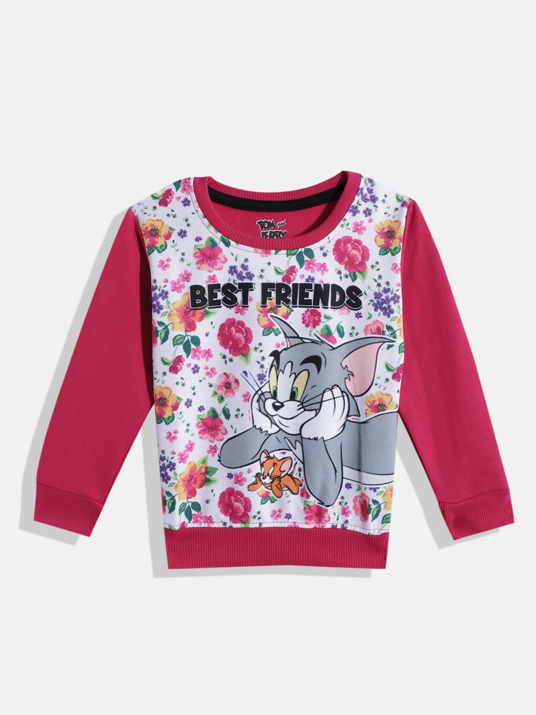 

Eteenz Girls Tom & Jerry Printed Cotton Sweatshirt, Fuchsia