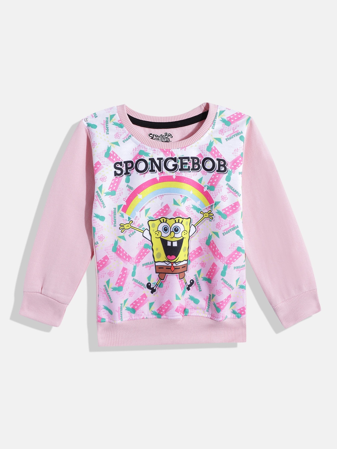 

Eteenz Girls SpongeBob SquarePants Printed Cotton Sweatshirt, Pink