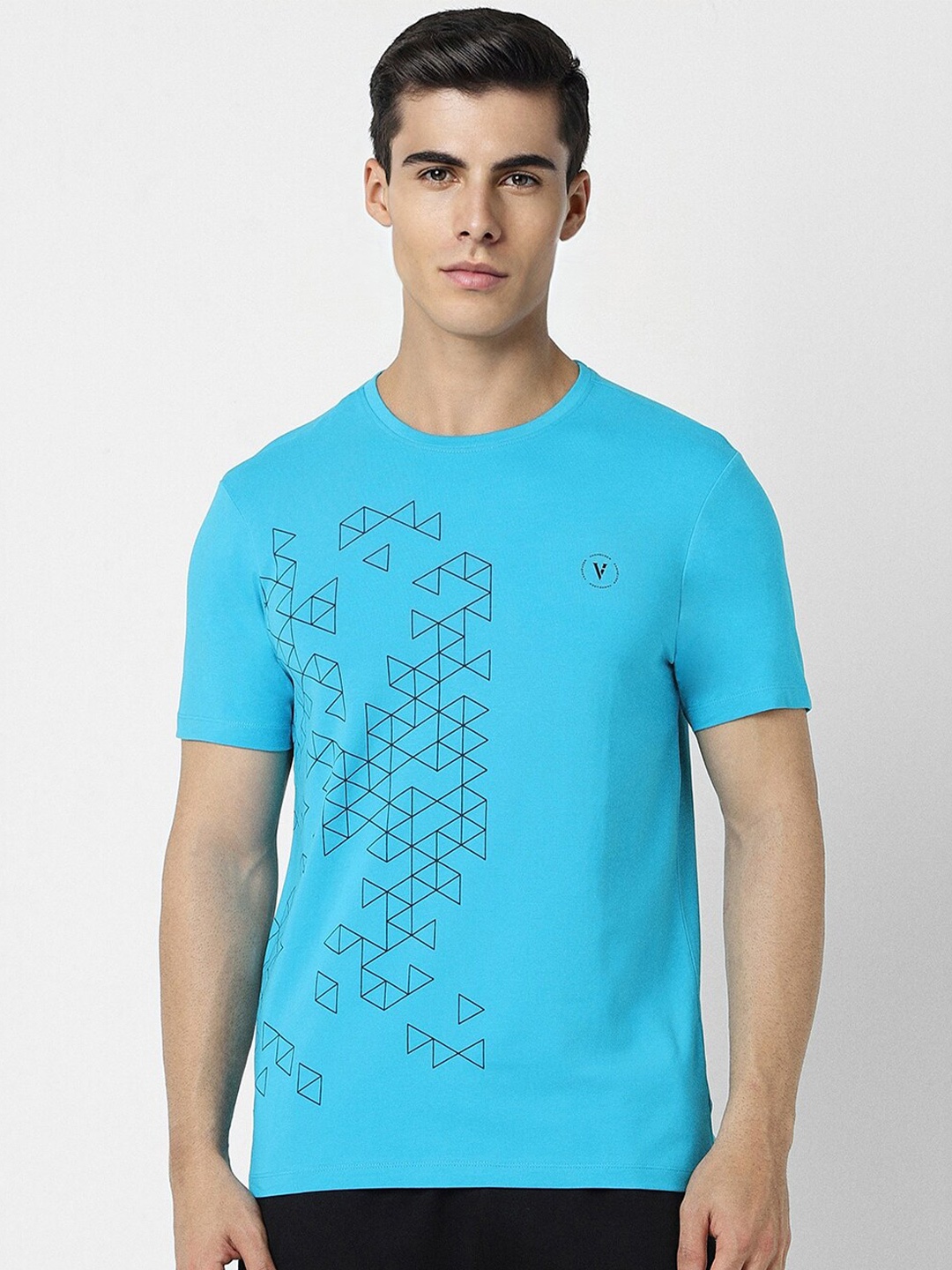 

Van Heusen Geometric Printed Crew Neck Slim Fit T-shirt, Blue