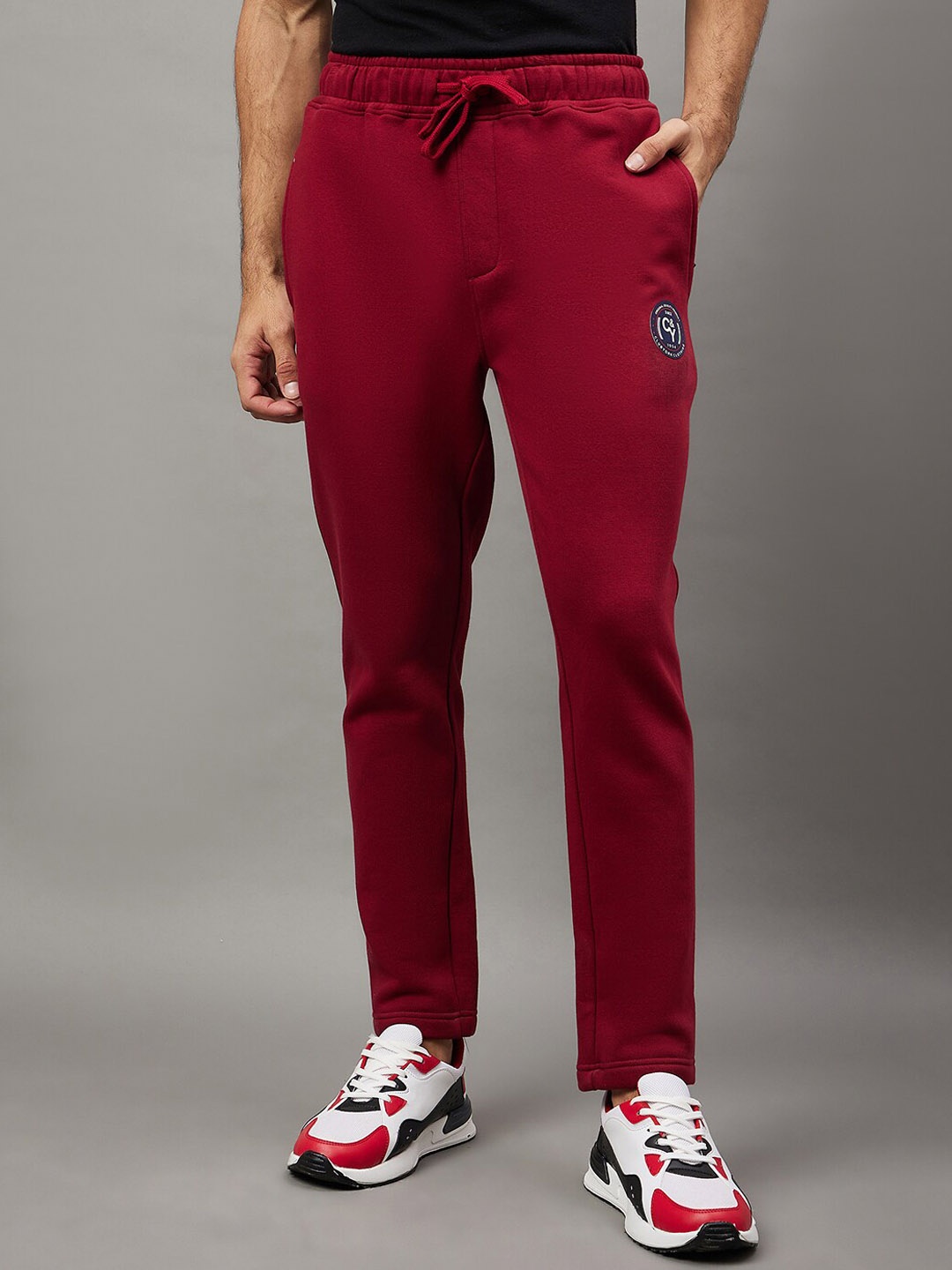 

Club York Men Mid-Rise Fleece Track Pant, Maroon