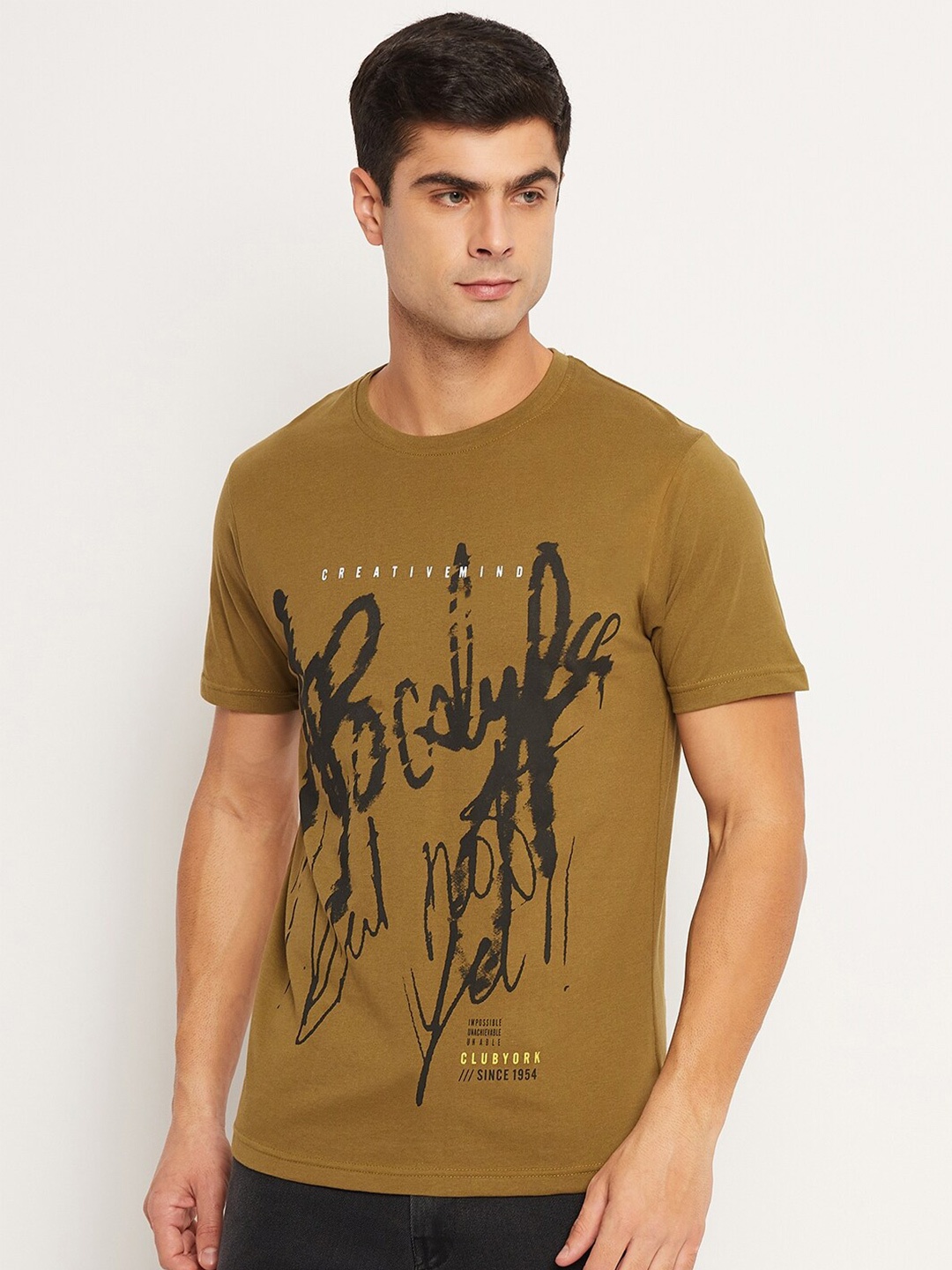 

Club York Typography Printed Round Neck T-shirt, Olive
