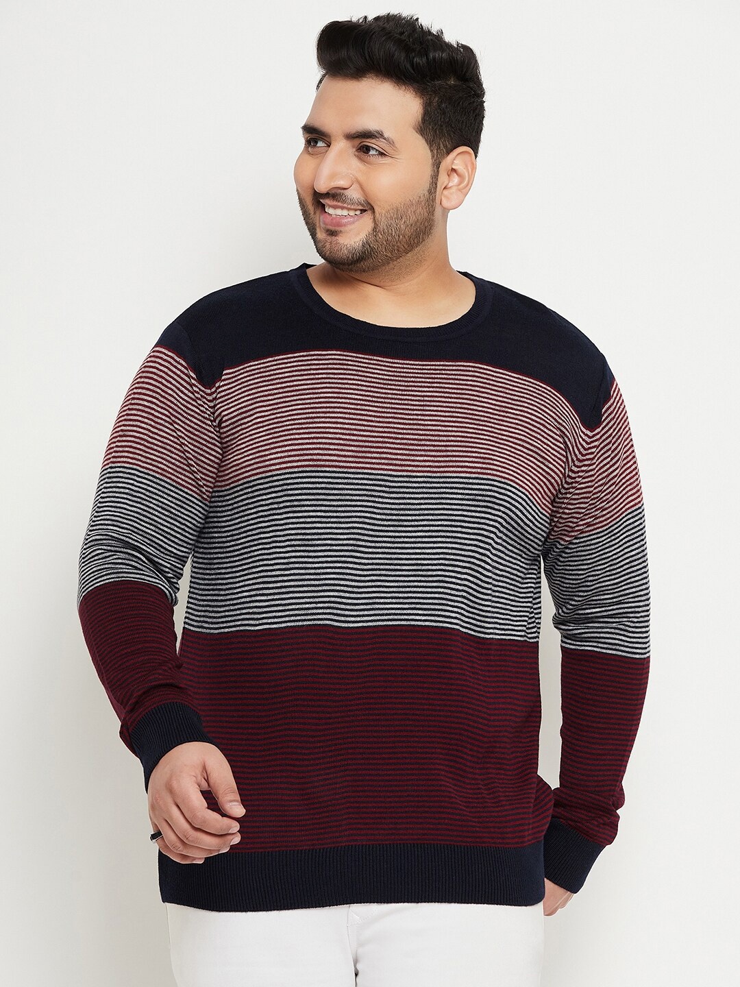 

Club York Plus Size Colourblocked Acrylic Pullover, Navy blue