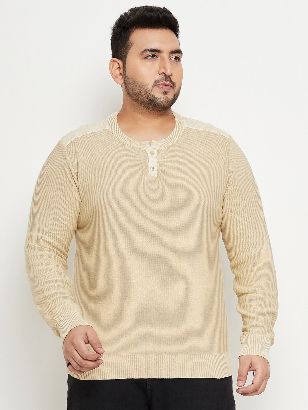 

Club York Plus Size Cotton Pullover, Beige
