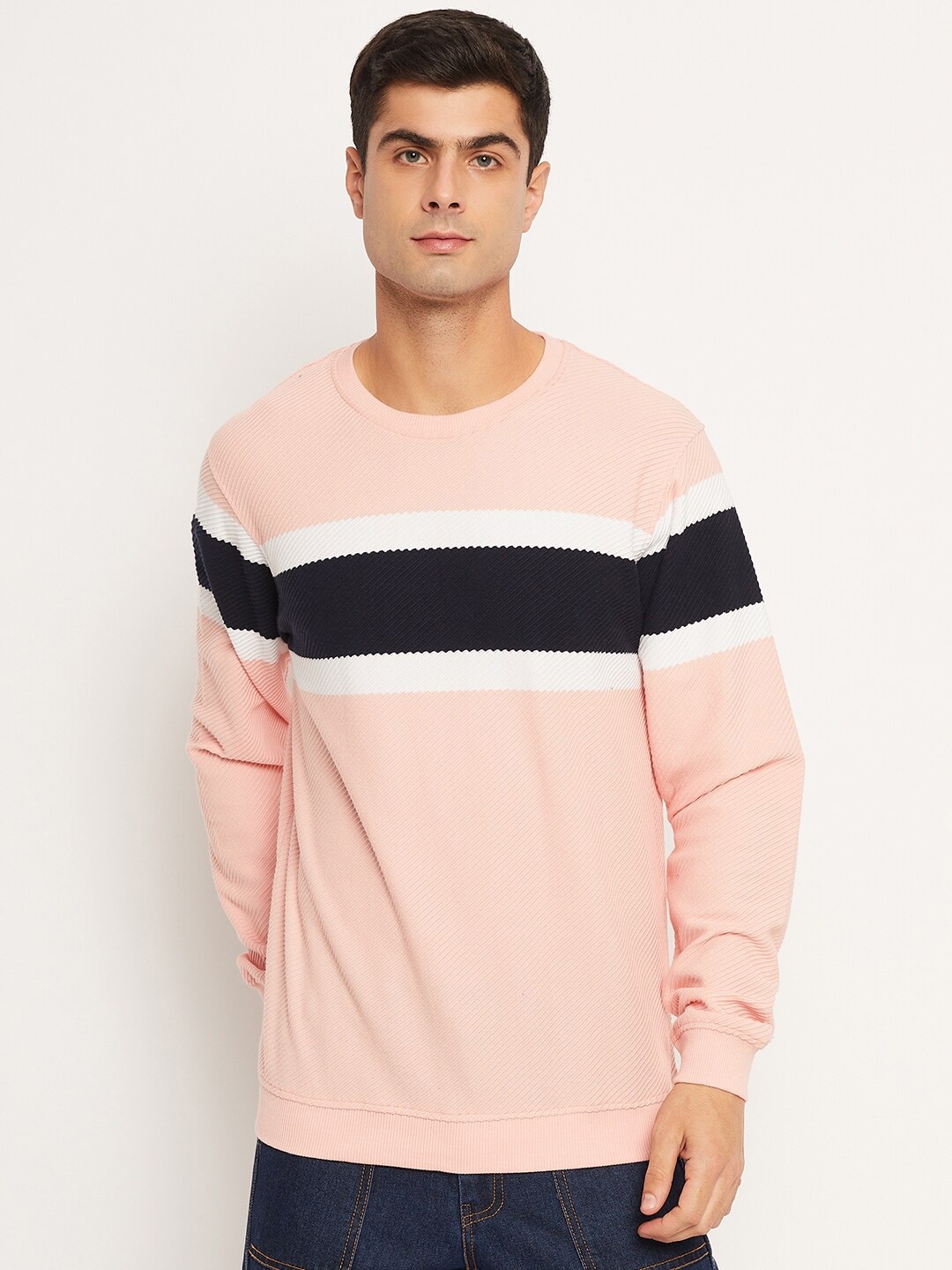 

Club York Colourblocked Cotton Sweatshirt, Peach