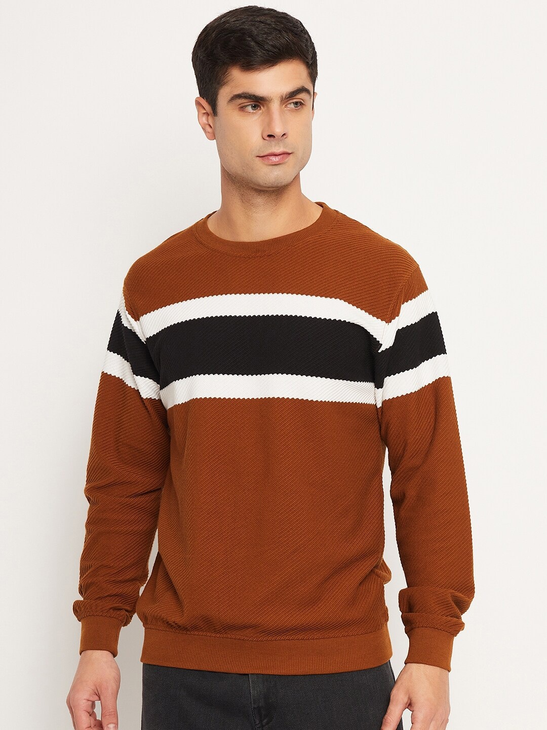 

Club York Striped Cotton Sweatshirt, Brown