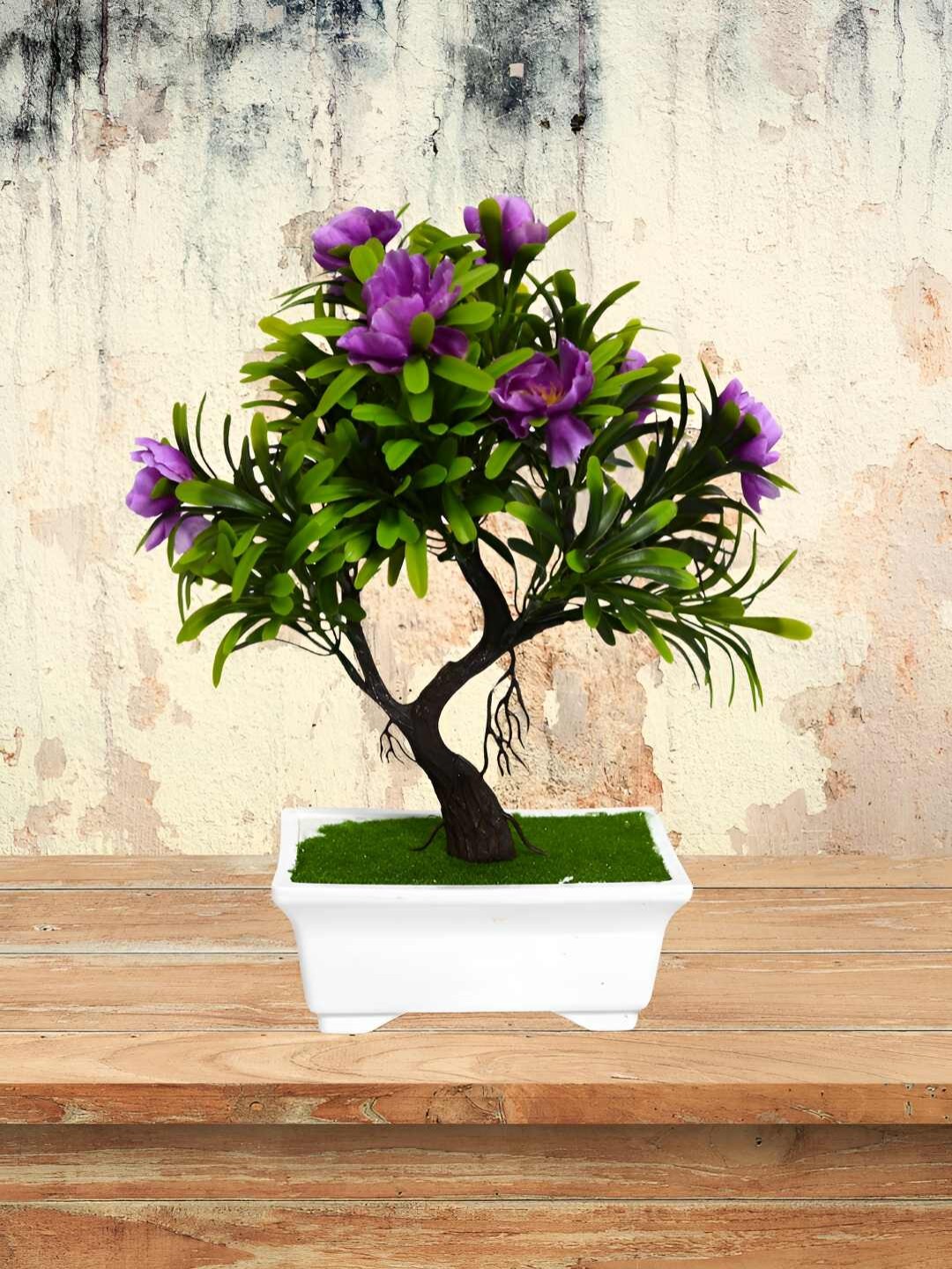 

DECOREBUGS Purple & Green Blossom Artificial Plant With Pot