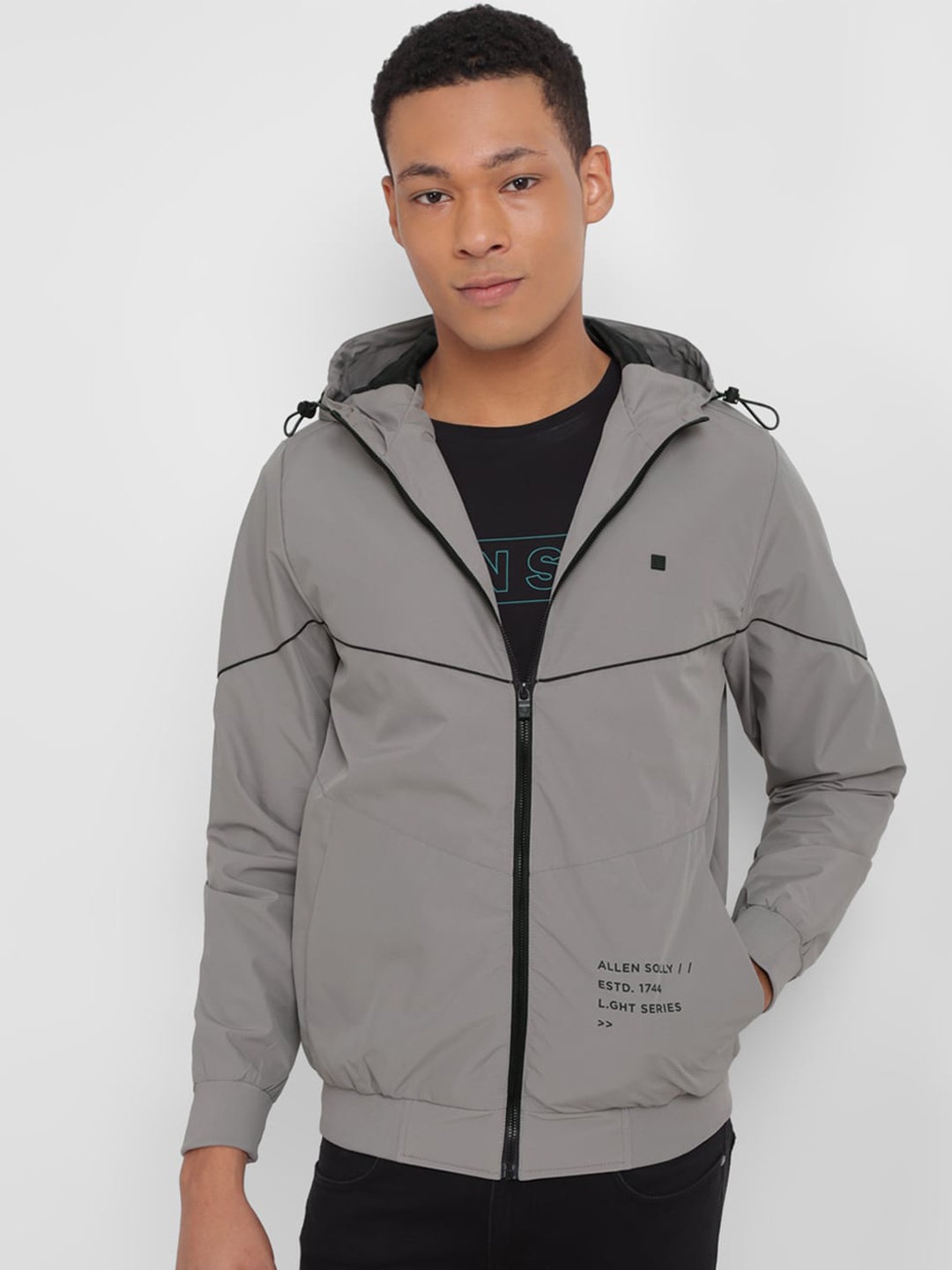 

Allen Solly Hooded Pure Cotton Bomber Jacket, Grey