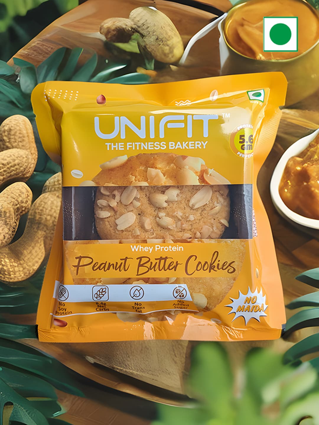 

UNIFIT High Source Of Protein & High Fiber Peanut Butter Cookies- 30g, Yellow