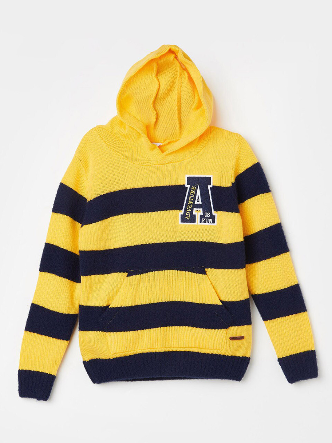 

Fame Forever by Lifestyle Boys Striped Hooded Acrylic Pullover Sweater, Yellow