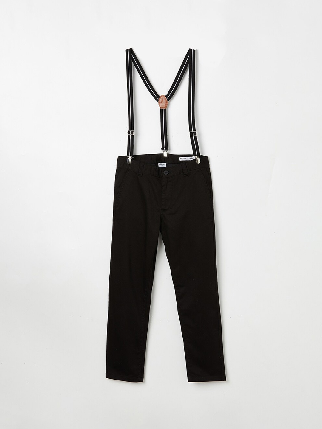 

Fame Forever by Lifestyle Boys Mid-Rise Regular Trousers With Suspenders, Black