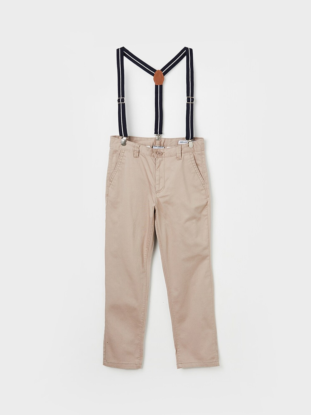 

Fame Forever by Lifestyle Boys Mid-Rise Regular Trousers With Suspenders, Grey