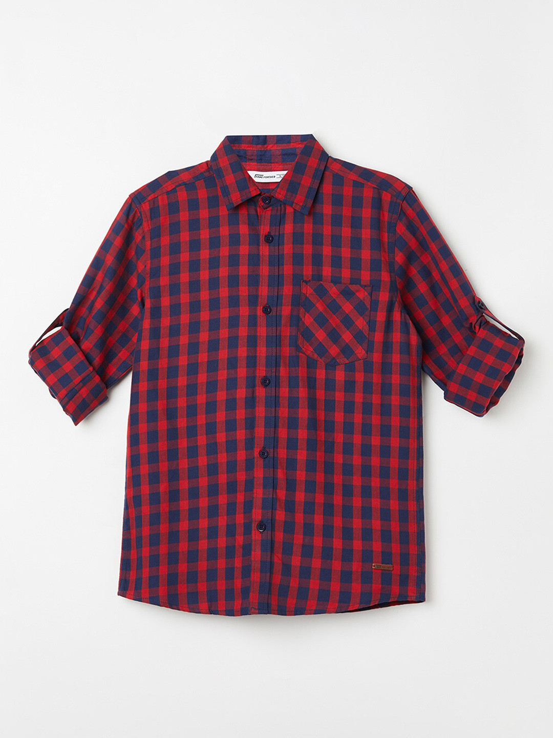 

Fame Forever by Lifestyle Boys Buffalo Checked Pure Cotton Casual Shirt, Blue