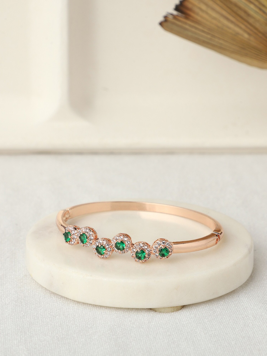 

PATOLA BY VJ Rose Gold-Plated Stone Studded Brass Bangle-Style Bracelet